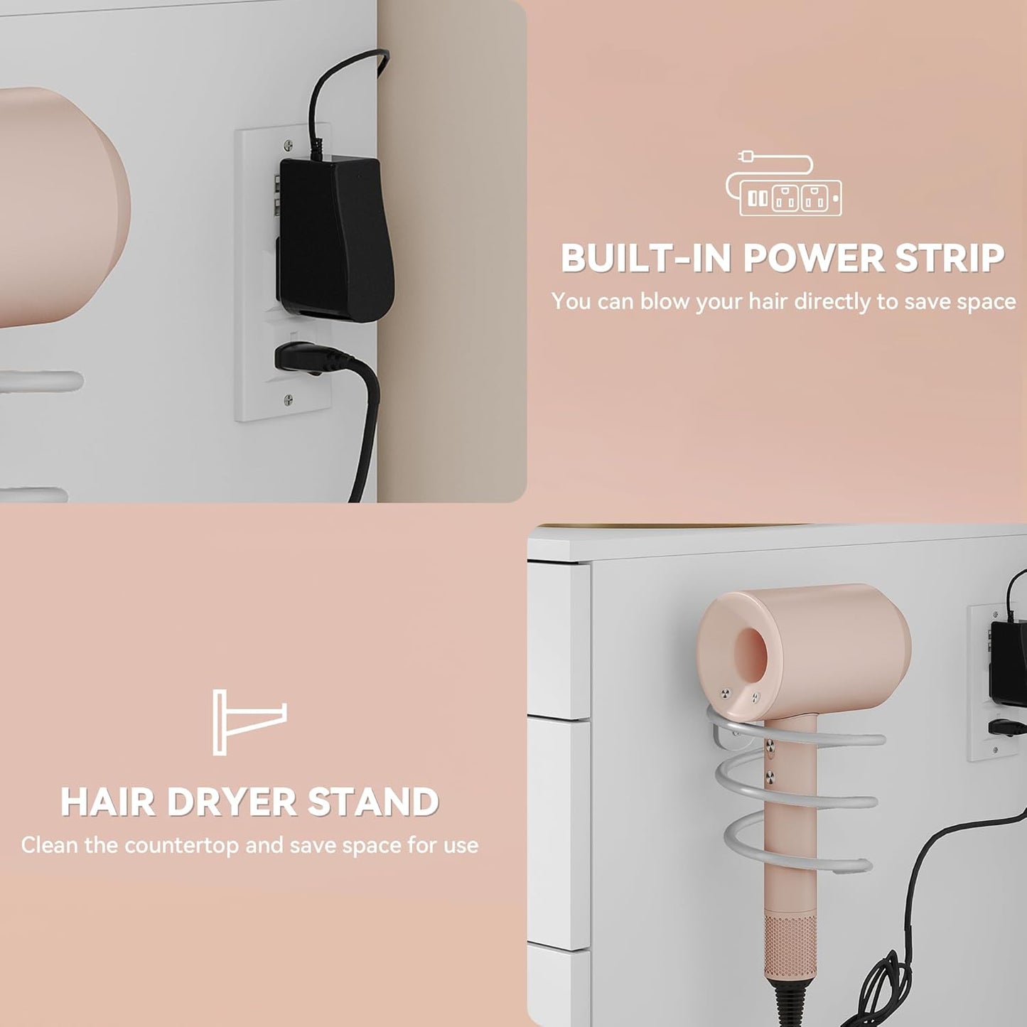 Elegant Vanity Table Set with Soft Adjustable LED Mirror