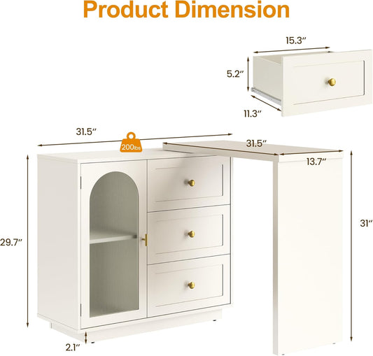 Modern corner white dressing table combination