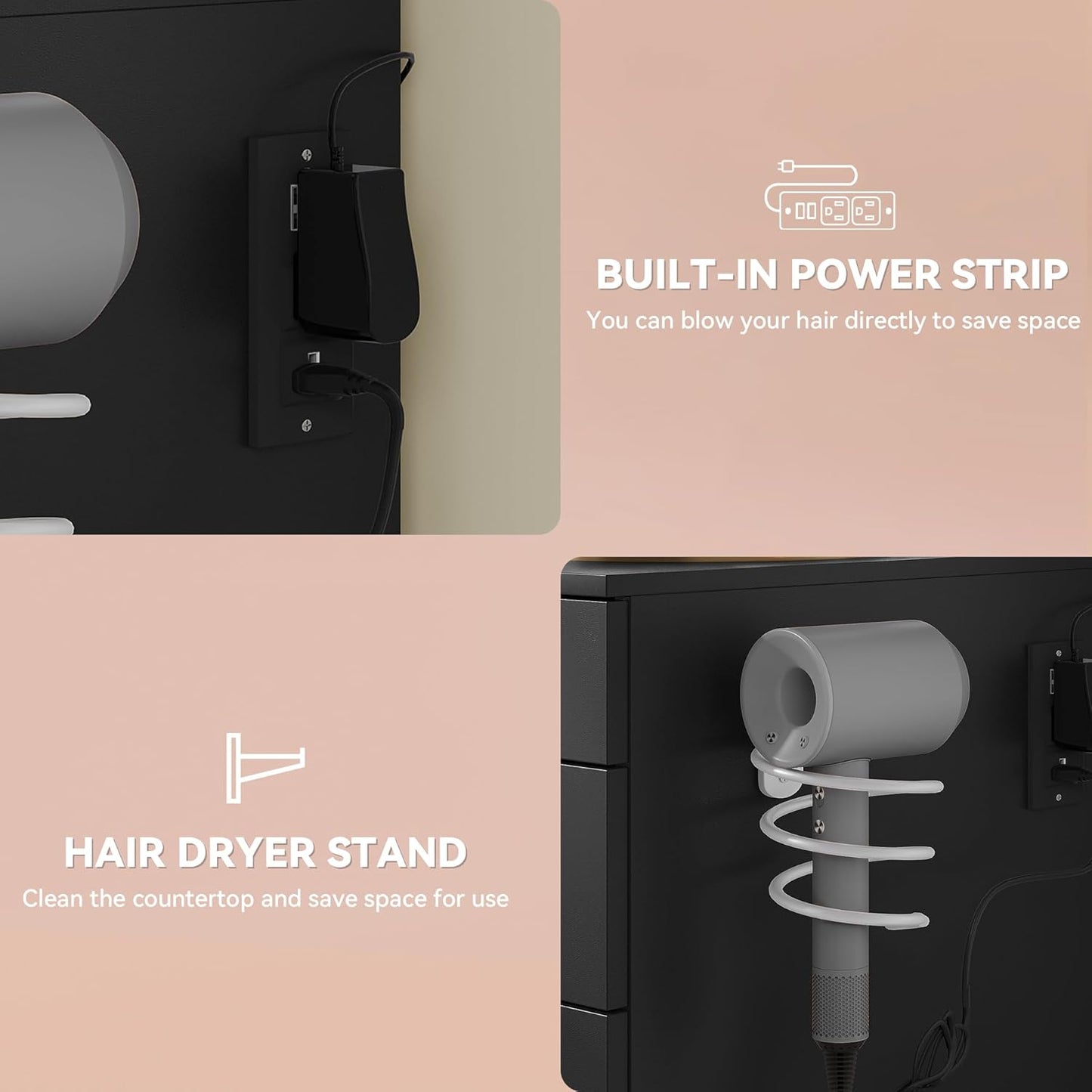 Elegant Vanity Table Set with Soft Adjustable LED Mirror