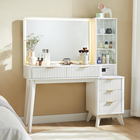 Elegant Vanity Table with Hidden LED Light Strips