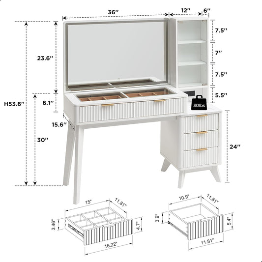 Elegant Vanity Table with Hidden LED Light Strips