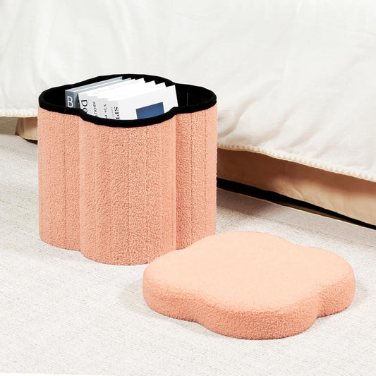 Flower shape footstool with storage for living room
