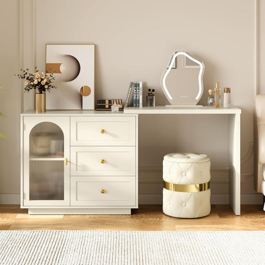 Modern corner white dressing table combination